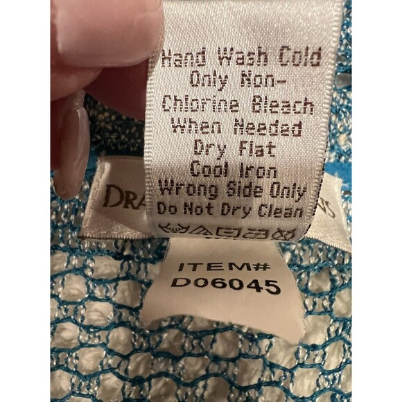 Drapers & Damon’s blue open-front Open Knit long sleeve tunic cardigan Size XL - Picture 6 of 6